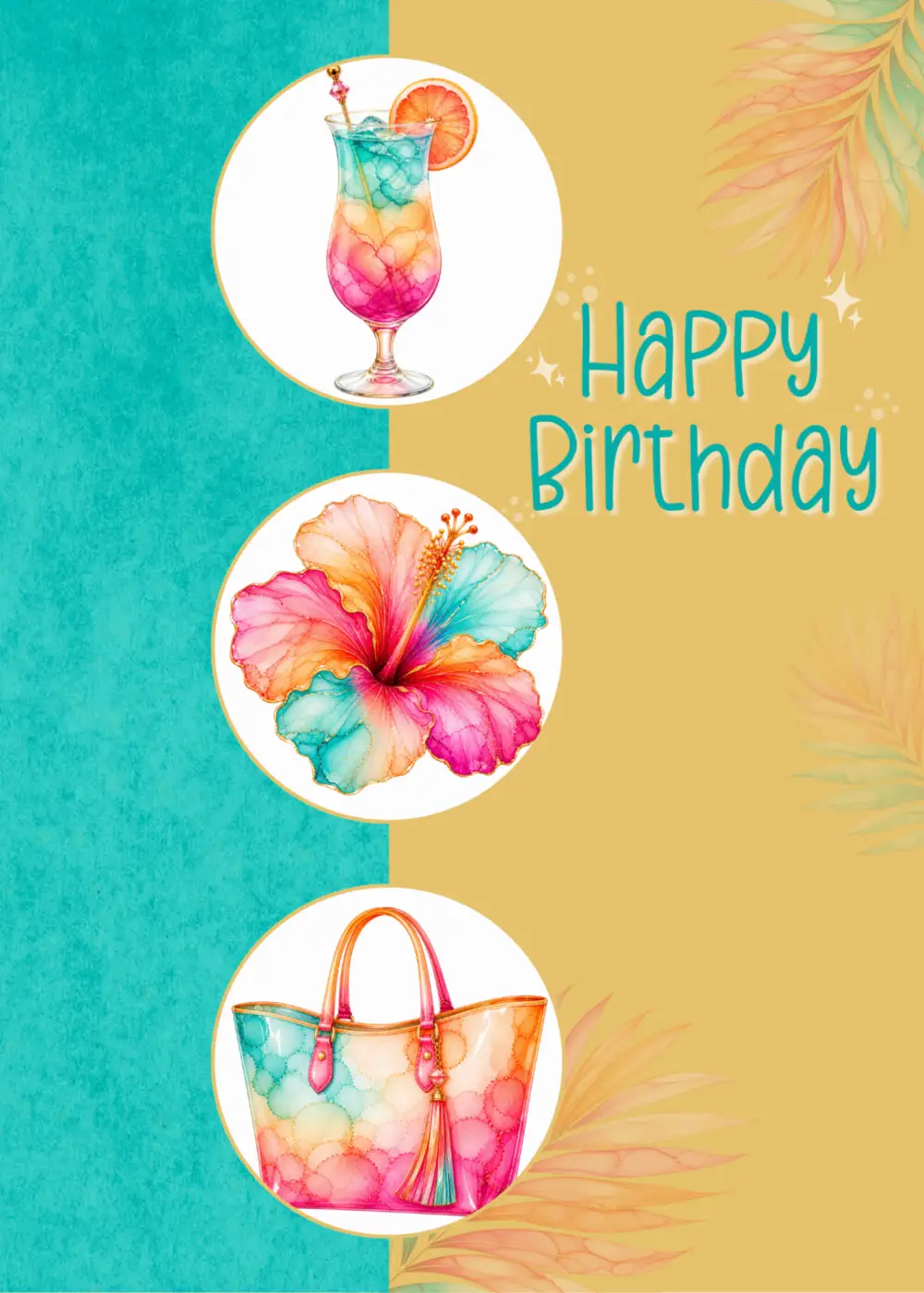 Tropical Birthday Cocktail Card